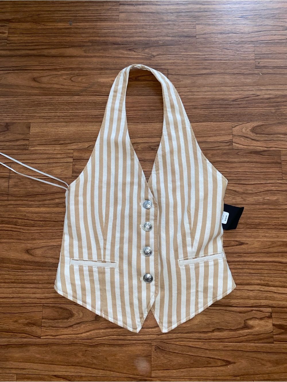 rag & bone Cream and Tan Striped Halter Vest
